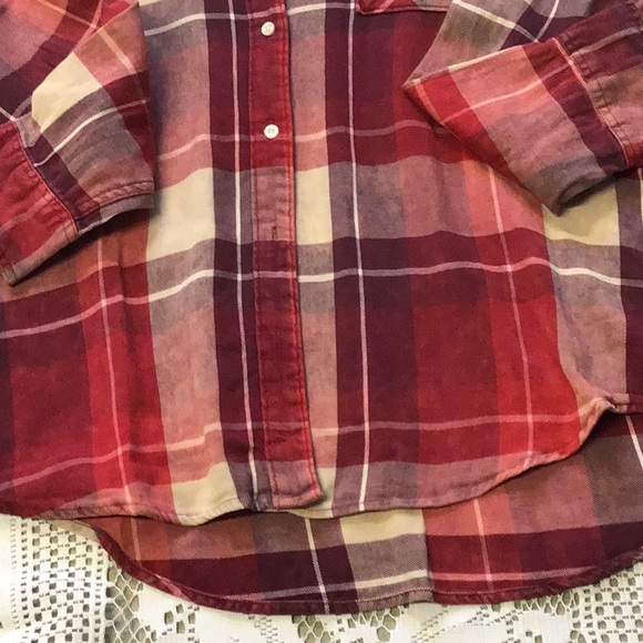 Aeropostale red and cream plaid button down top - Picture 10 of 12